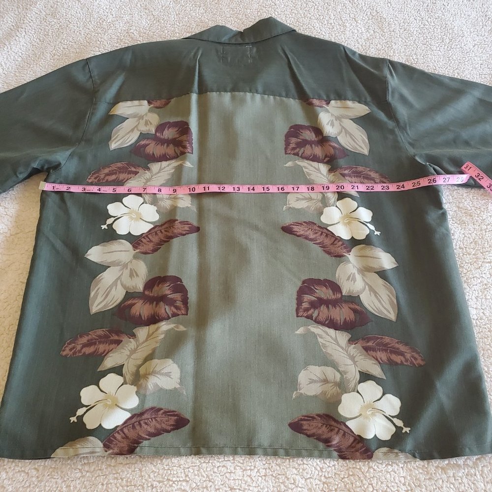 Joe Marlin Men's Olive Green Hawaiian Shirt, Size XL - Picture 9 of 10